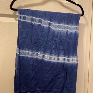 American Eagle Outfitters Navy Tie-Dye Scarf With Blue Fringe